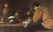 VELAZQUEZ, Diego Rodriguez de Silva y Two boy beside the table oil painting